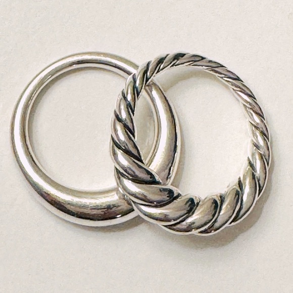 DAVID YURMAN Pure Form Sterling Silver Stackable Ring Set Sz 6 - Picture 9 of 16